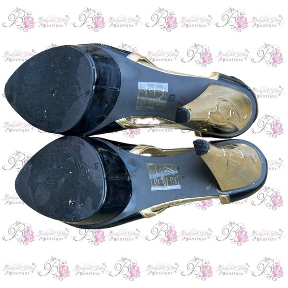 Baby phat heels with kitty cat gold black open toe heels vintage deadstock rare - Picture 16 of 16
